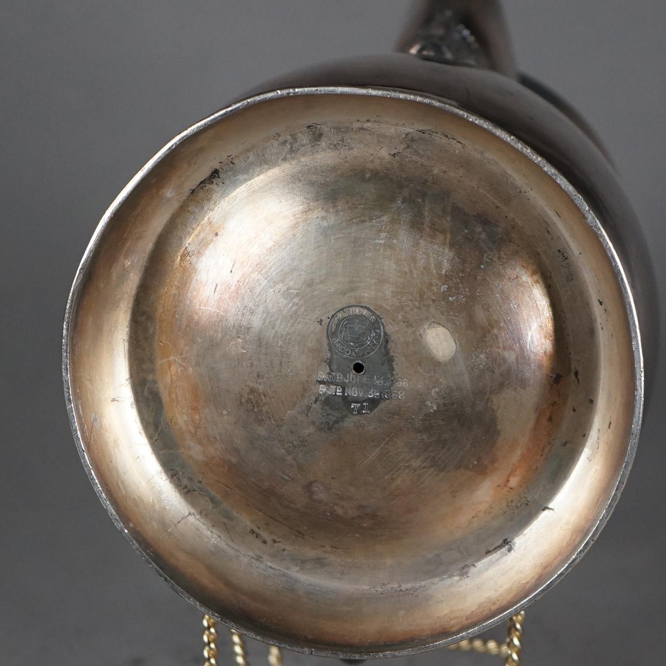 Antica brocca per acqua isolata placcata in argento C1890 in vendita 5