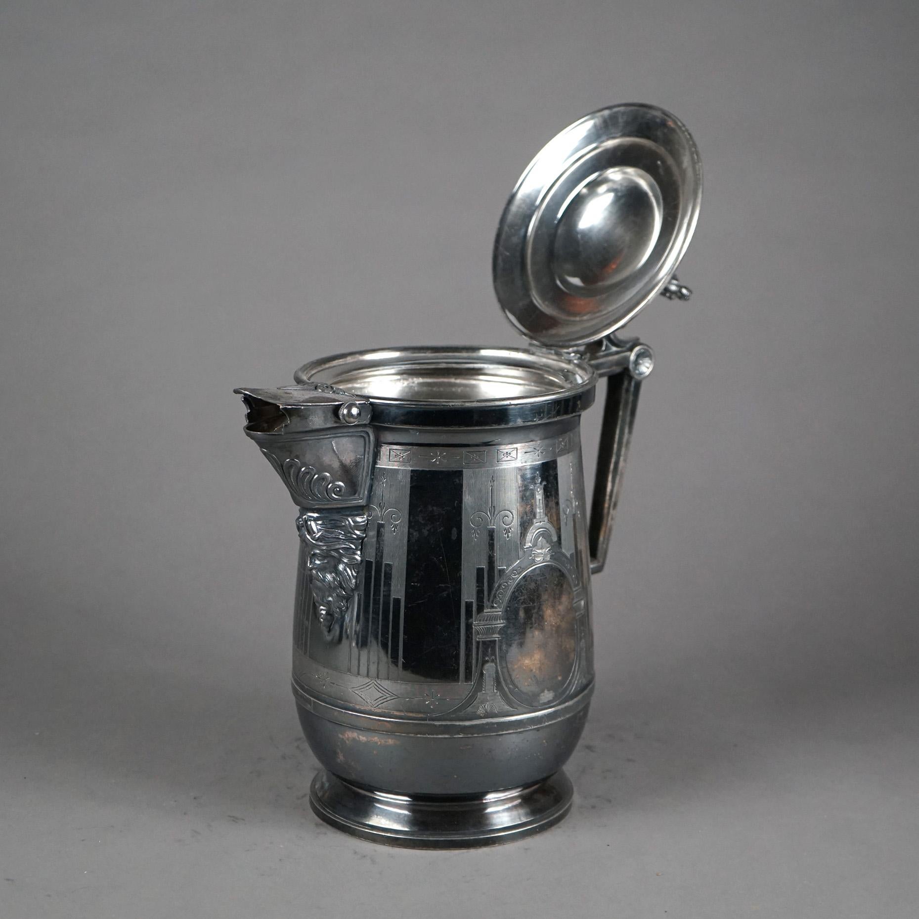 Antique Silver Plated Insulated Water Pitcher C1890 For Sale 7