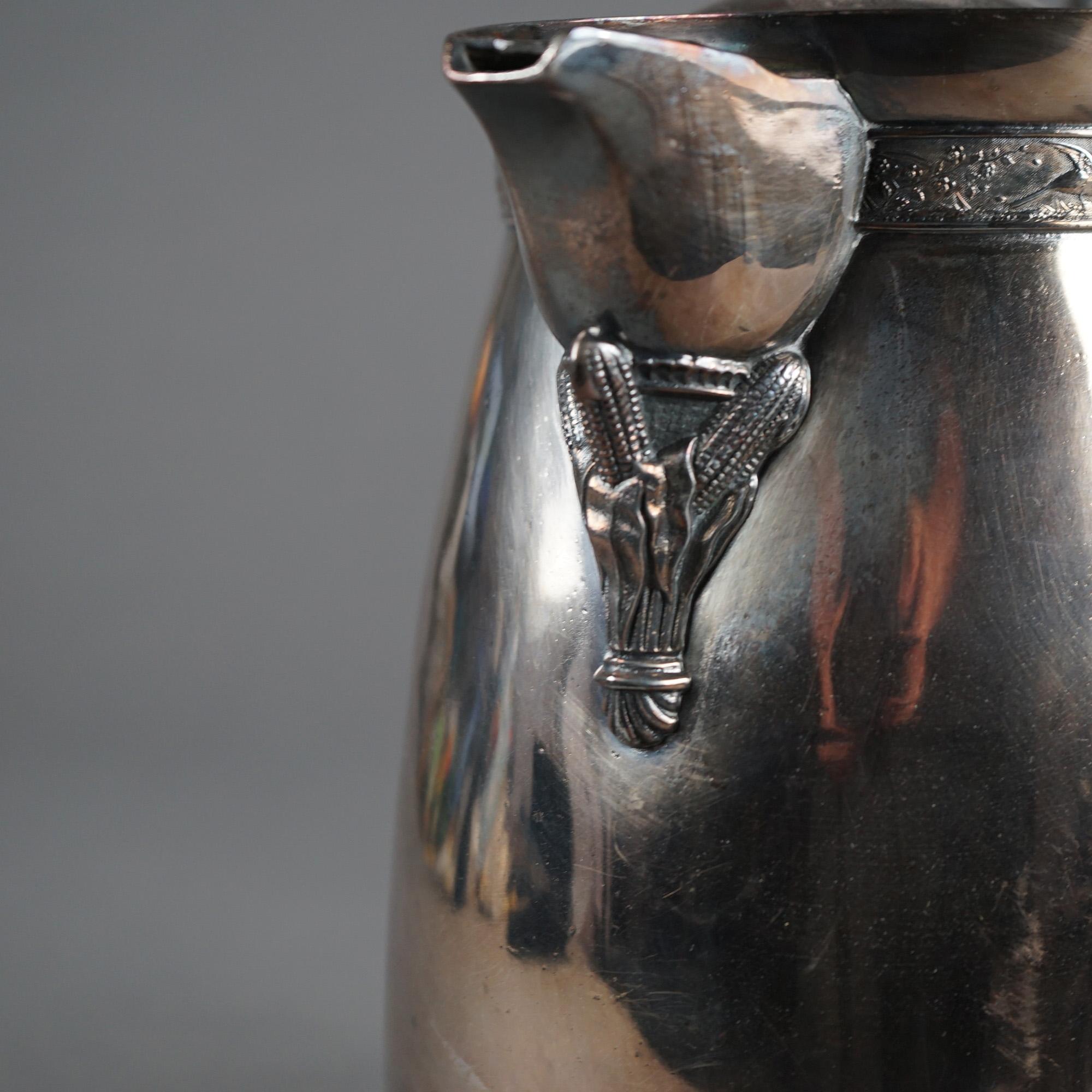 Antica brocca per acqua isolata placcata in argento C1890 in vendita 6