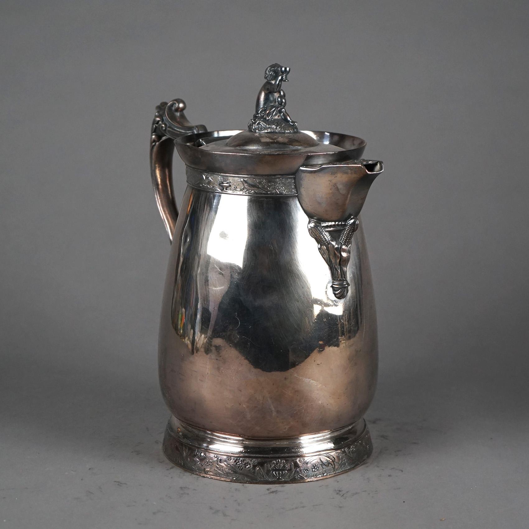 Antica brocca per acqua isolata placcata in argento C1890 In condizioni buone in vendita a Big Flats, NY