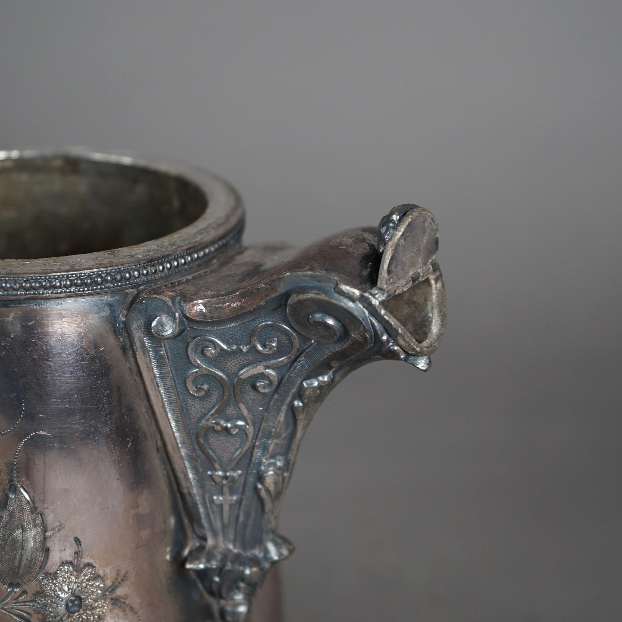 Antigua jarra de agua aislada plateada C1890 en Bueno estado para la venta en Big Flats, NY