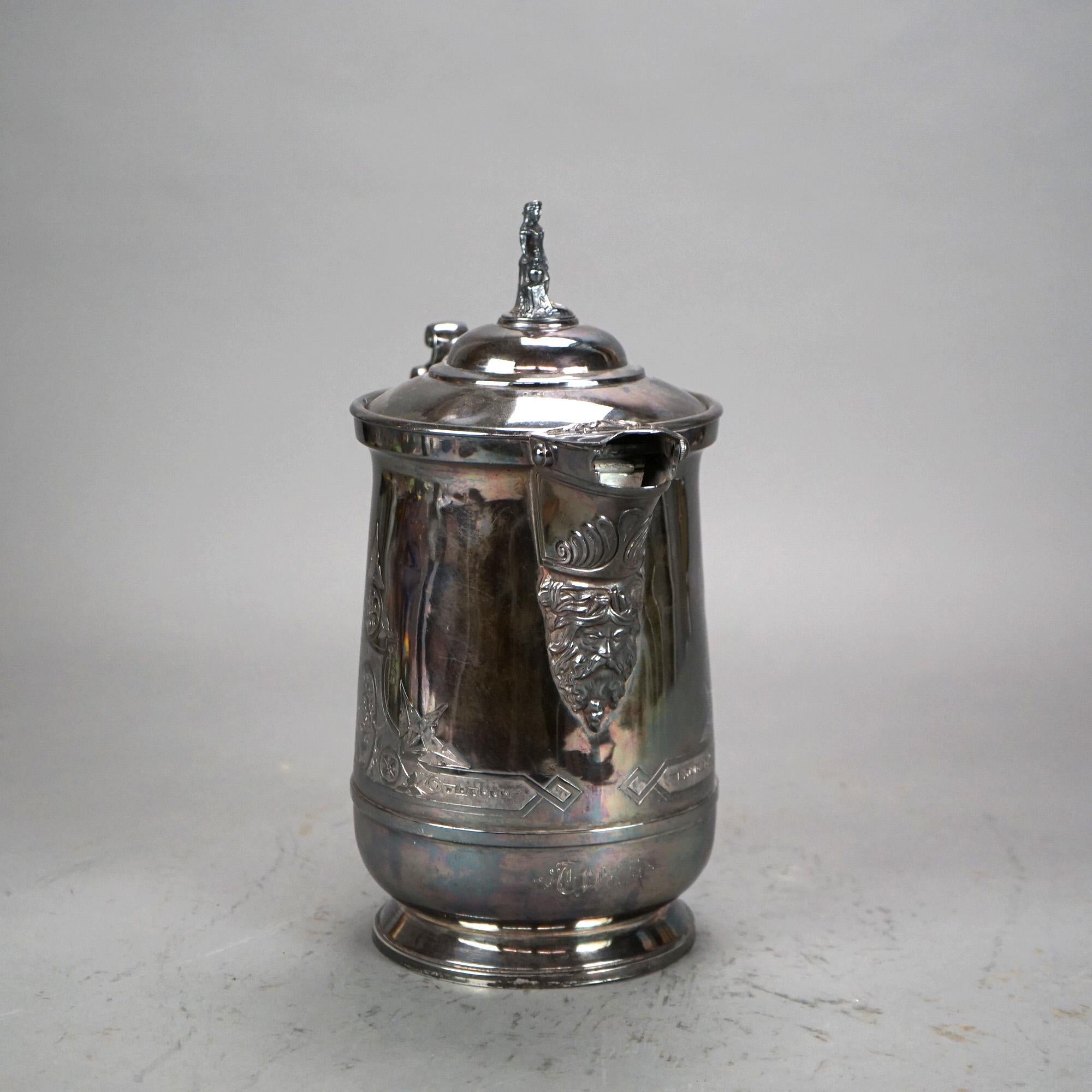 XIX secolo Antica brocca per acqua isolata placcata in argento C1890 in vendita