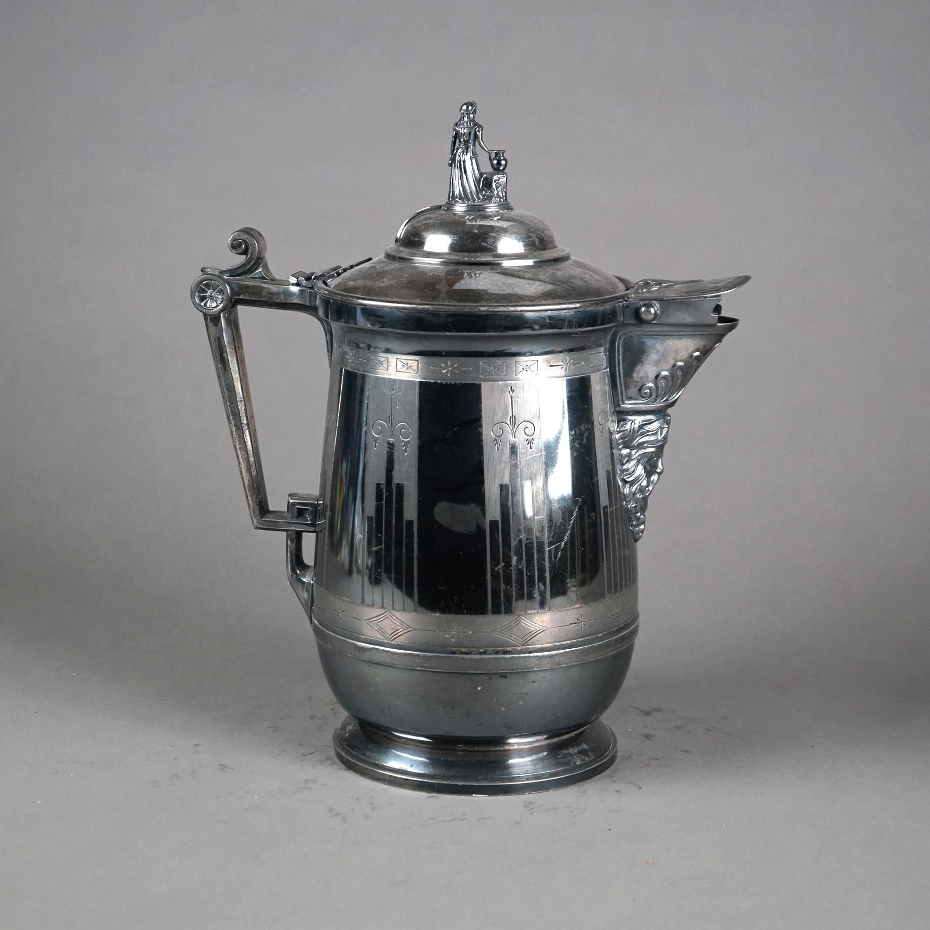 19th Century Antique Silver Plated Insulated Water Pitcher C1890 For Sale