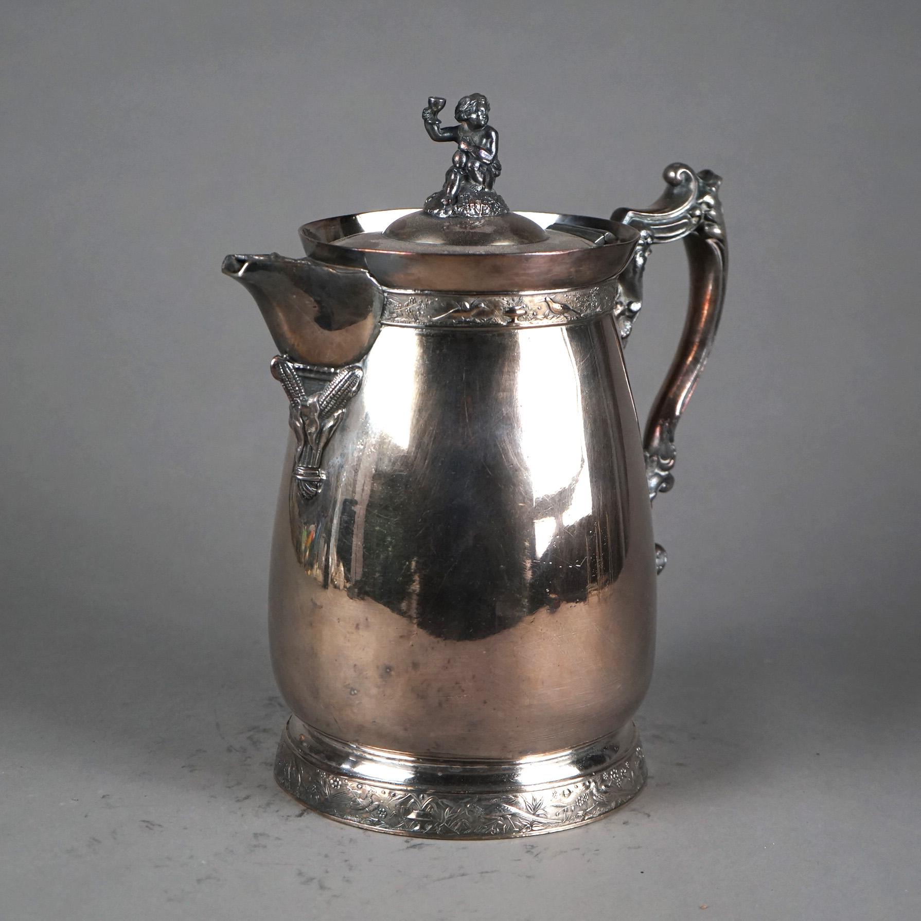XIX secolo Antica brocca per acqua isolata placcata in argento C1890 in vendita