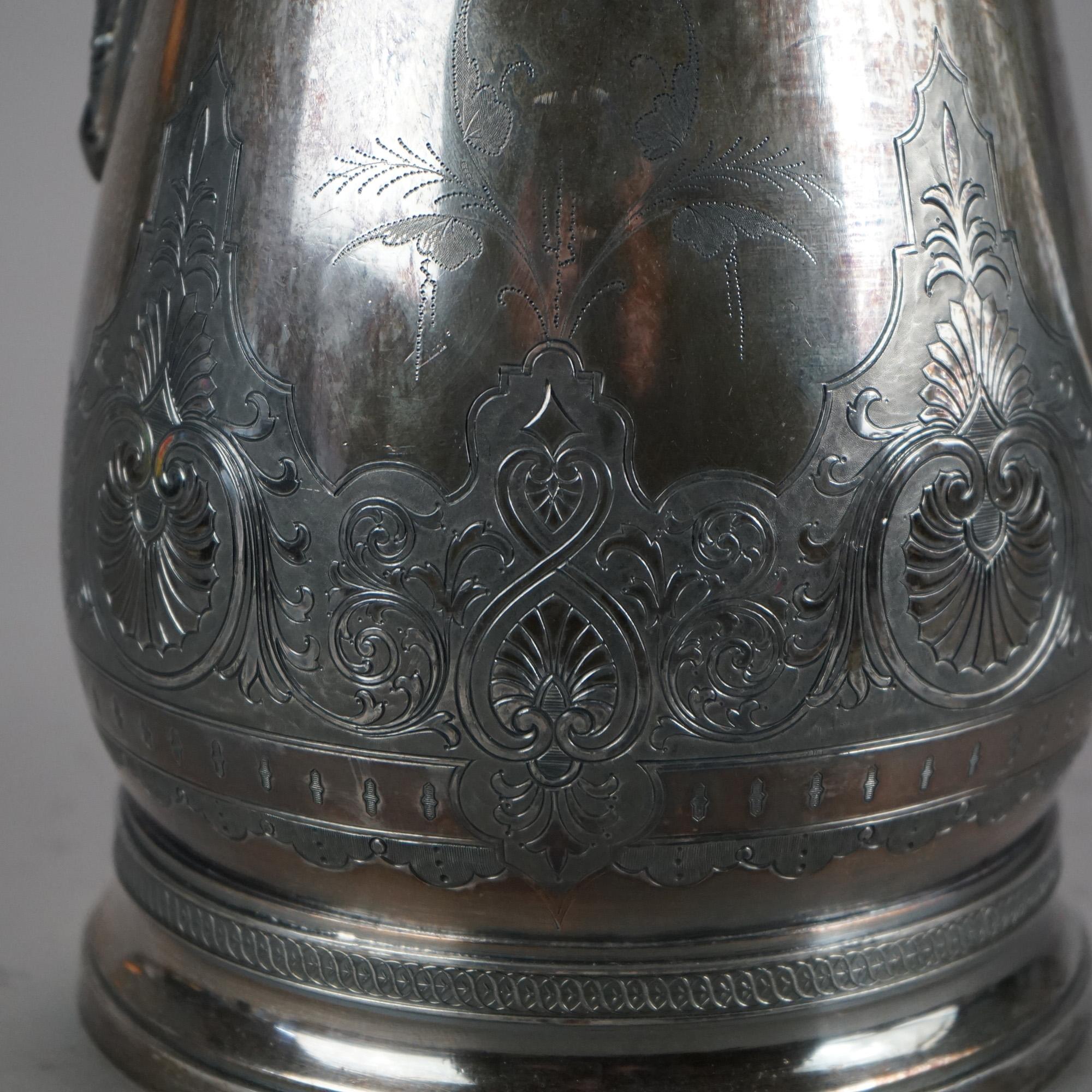 XIX secolo Antica brocca per acqua isolata placcata in argento C1890 in vendita
