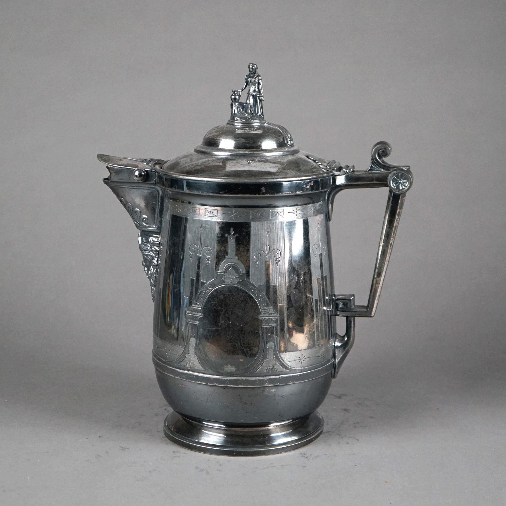 Antique Silver Plated Insulated Water Pitcher C1890 For Sale 2