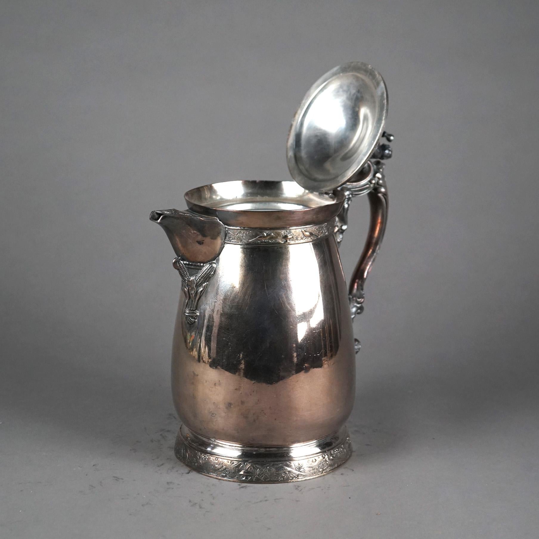 Antica brocca per acqua isolata placcata in argento C1890 in vendita 1