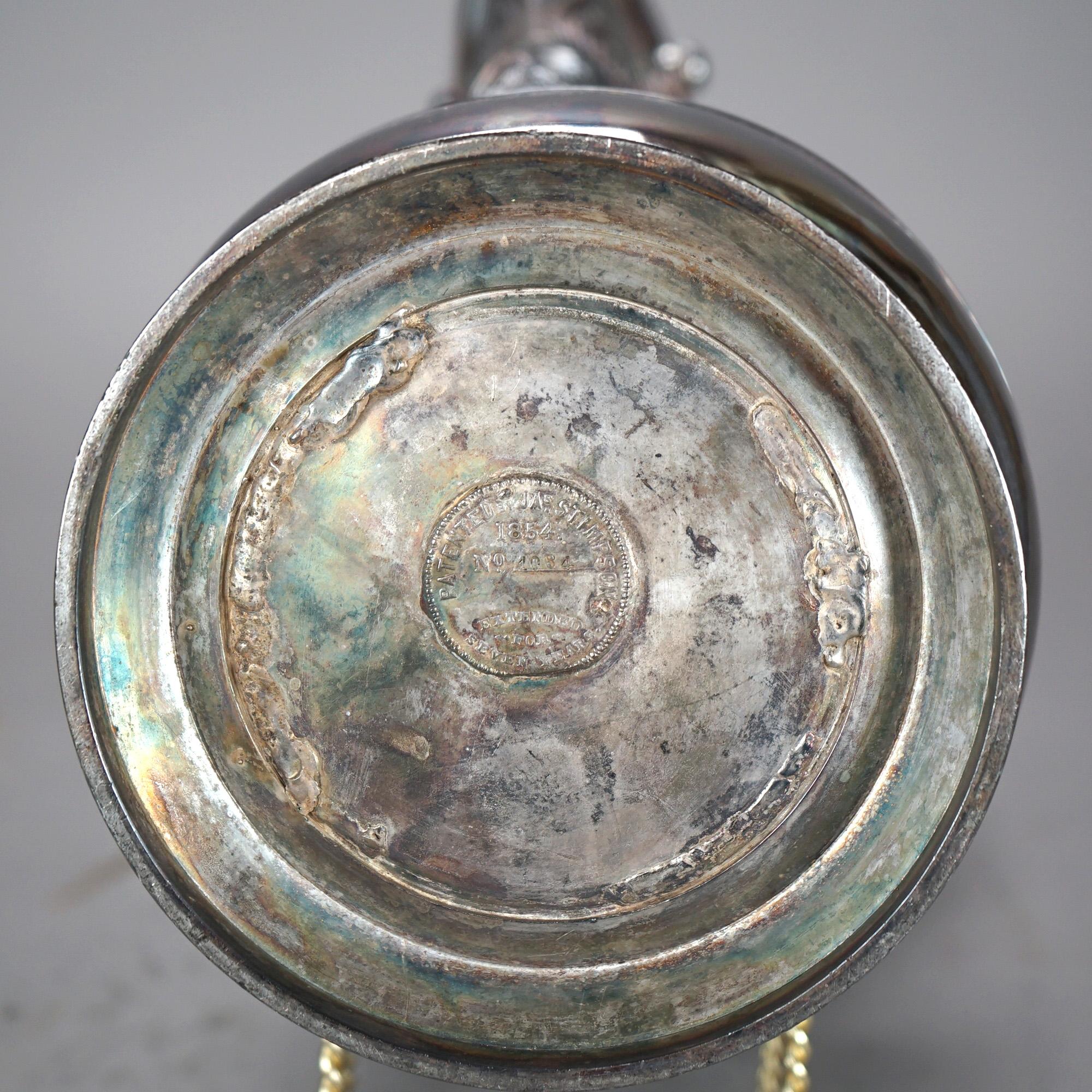 Antica brocca per acqua isolata placcata in argento C1890 in vendita 2