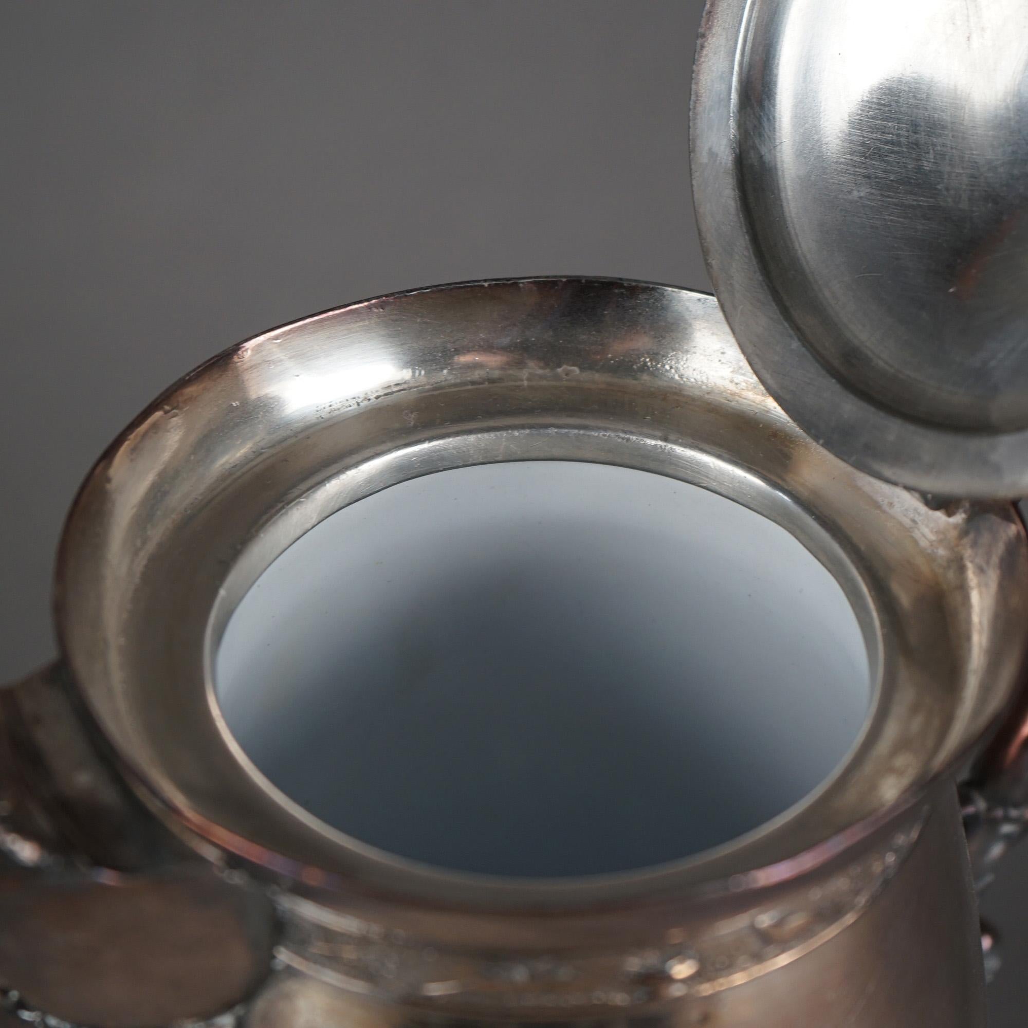 Antica brocca per acqua isolata placcata in argento C1890 in vendita 2