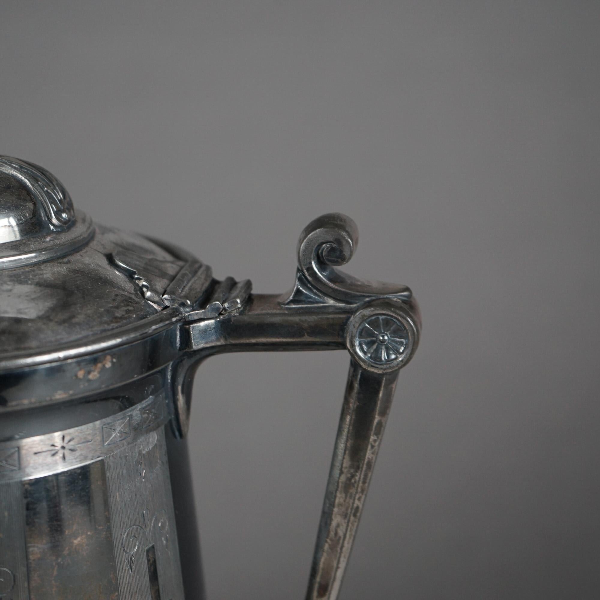 Antique Silver Plated Insulated Water Pitcher C1890 For Sale 4