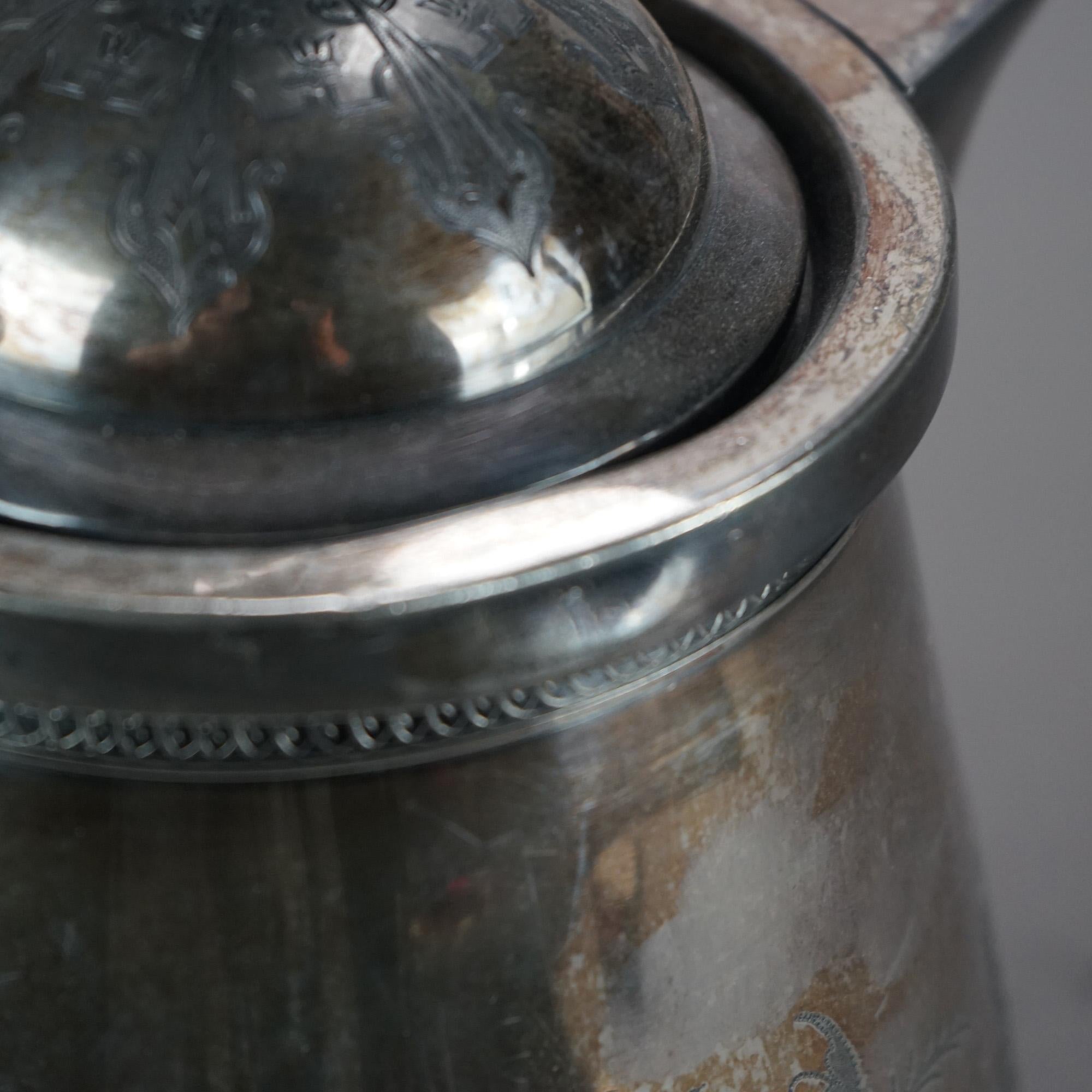Antica brocca per acqua isolata placcata in argento C1890 in vendita 3