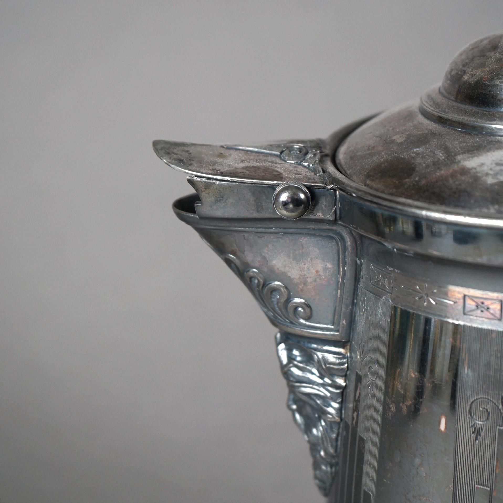 Antique Silver Plated Insulated Water Pitcher C1890 For Sale 5