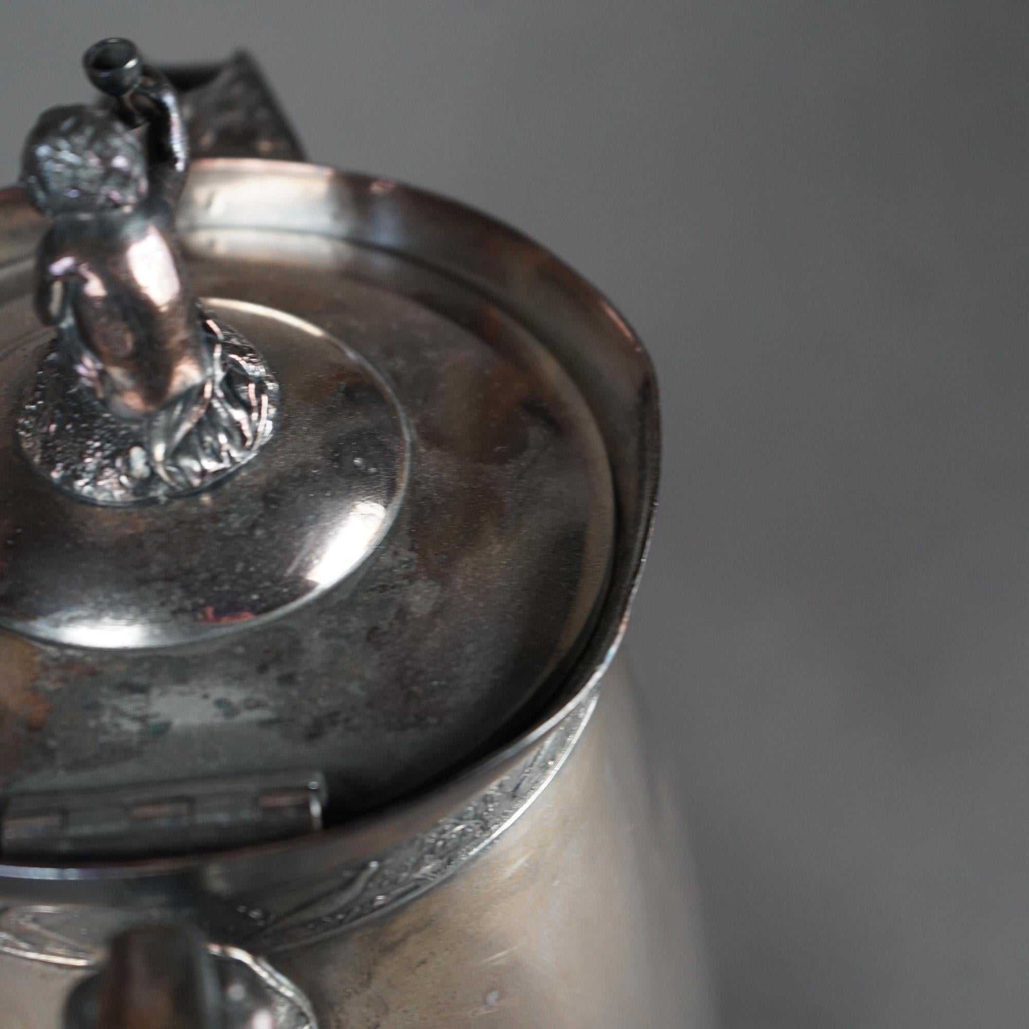 Antica brocca per acqua isolata placcata in argento C1890 in vendita 4