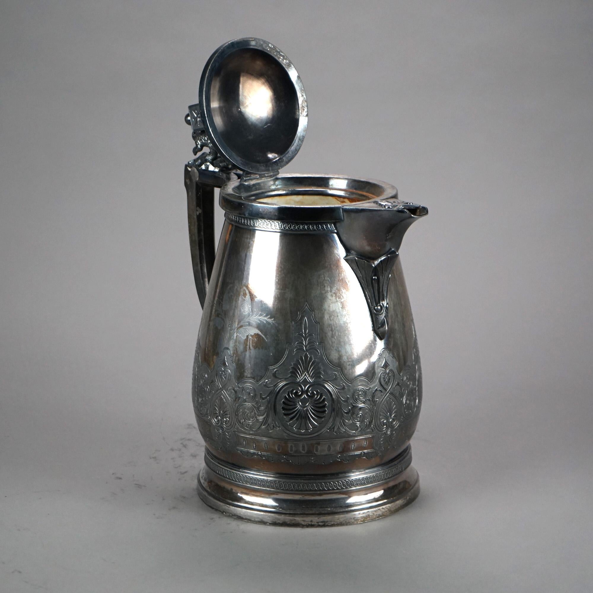Antica brocca per acqua isolata placcata in argento C1890 in vendita 4