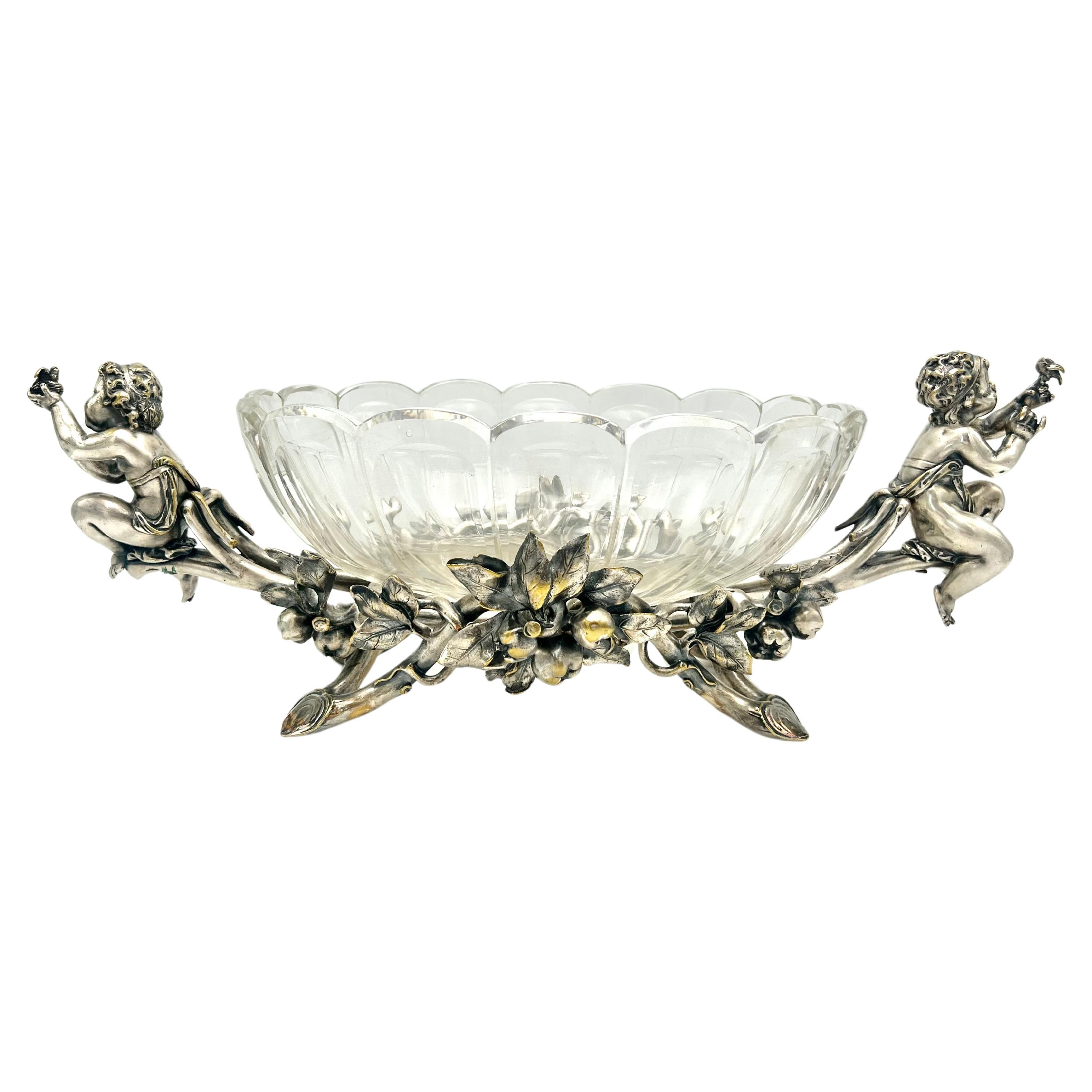 Antique silver-plated jardiniere, Christofle, France, early 20th century. For Sale
