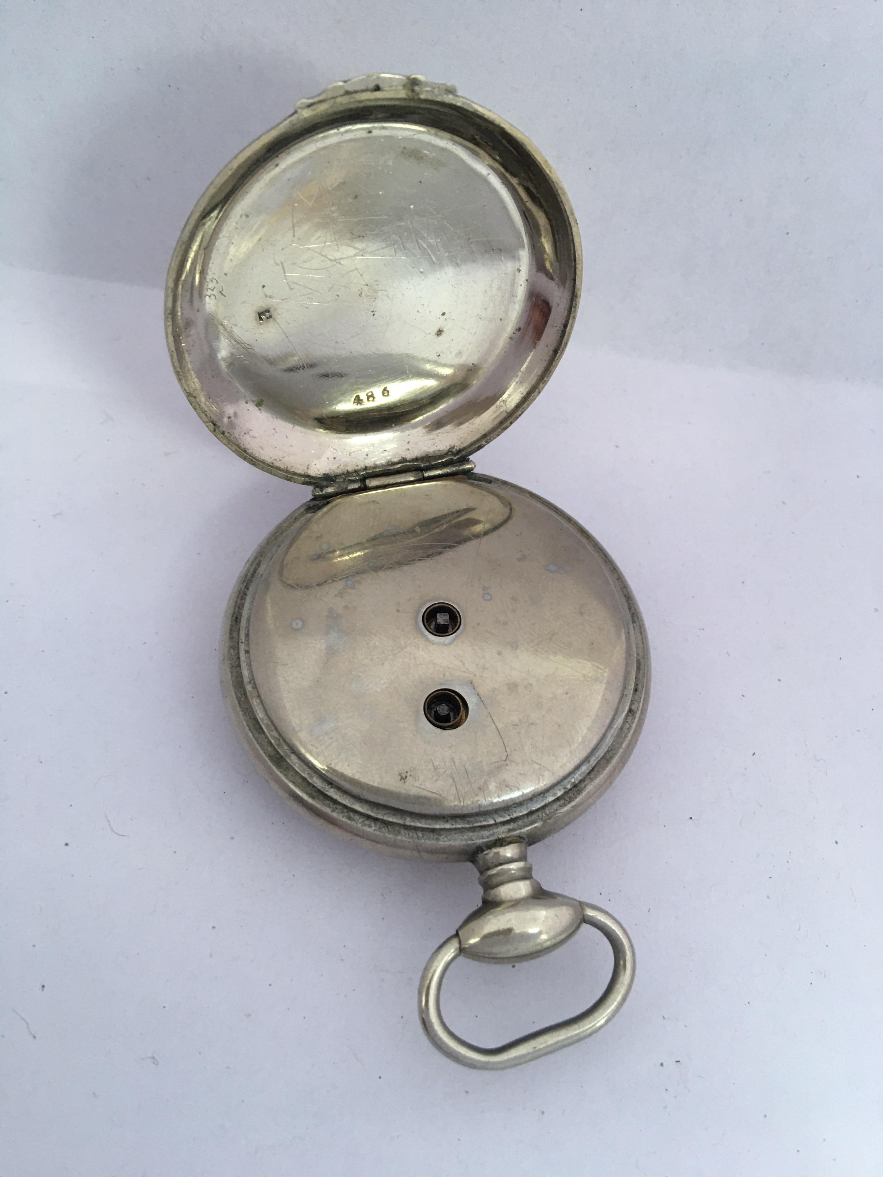 Antique Silver Plated Key Winding Pocket Watch In Good Condition For Sale In Carlisle, GB