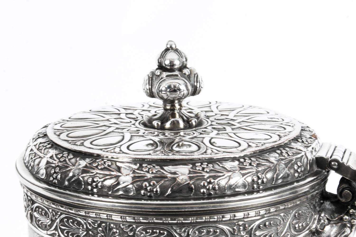 Antique Silver Plated Lidded Tankard by Elkington, 19th Century 6