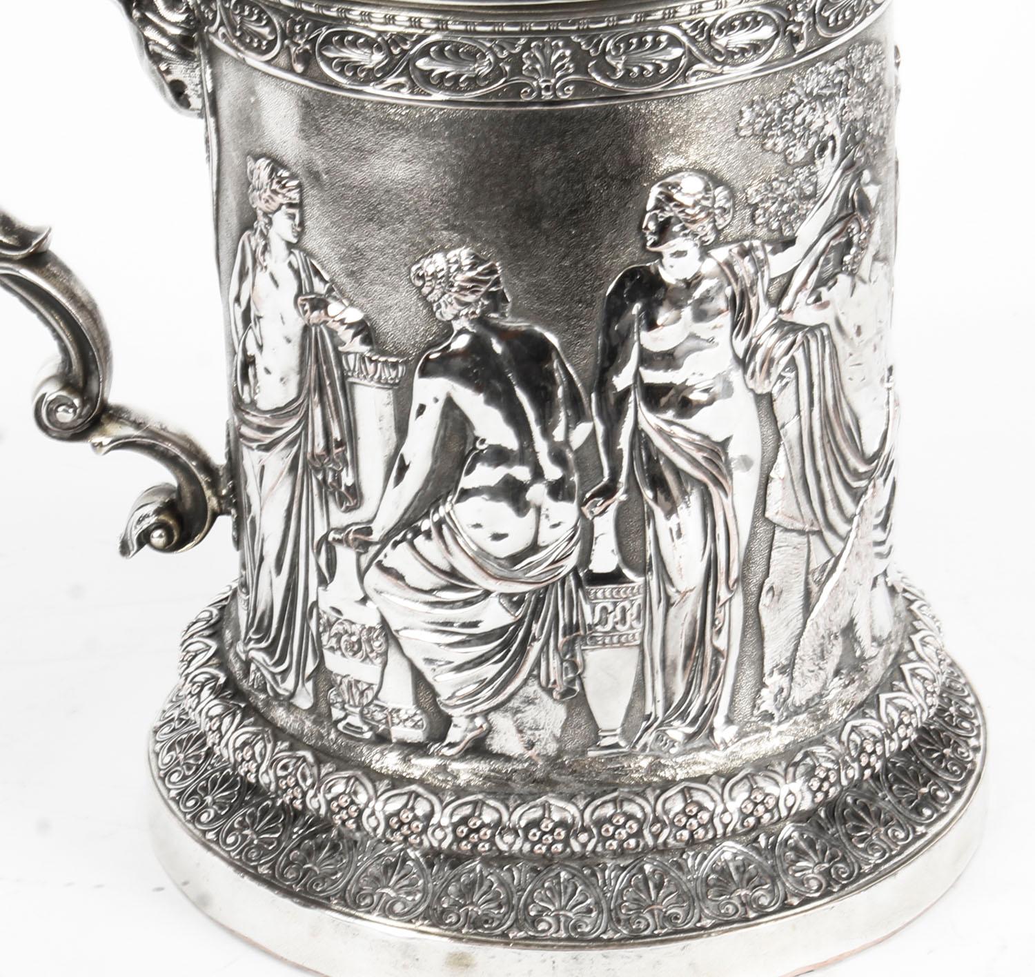 Antique Silver Plated Lidded Tankard by Elkington, 19th Century 7