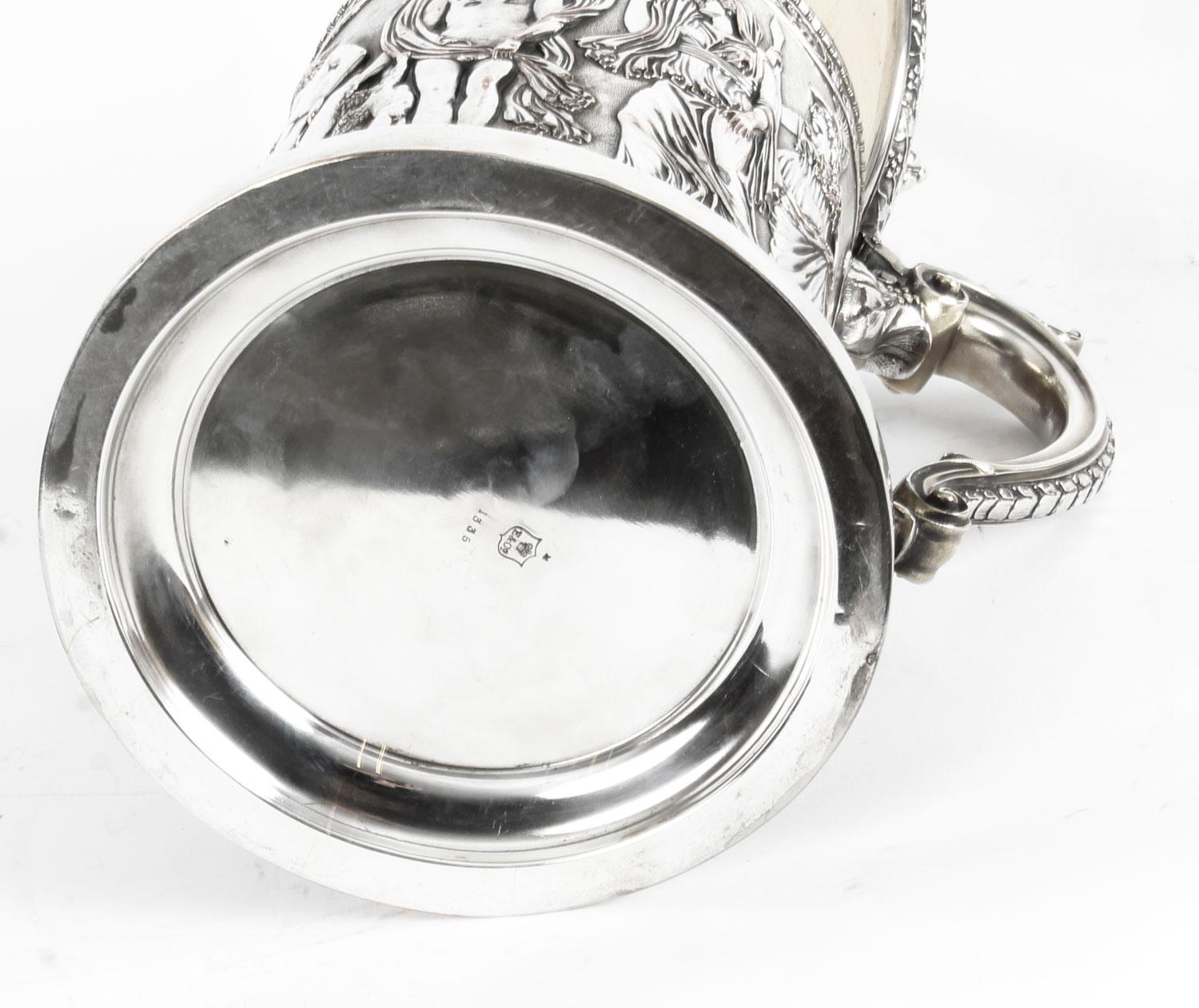 Antique Silver Plated Lidded Tankard by Elkington, 19th Century 10