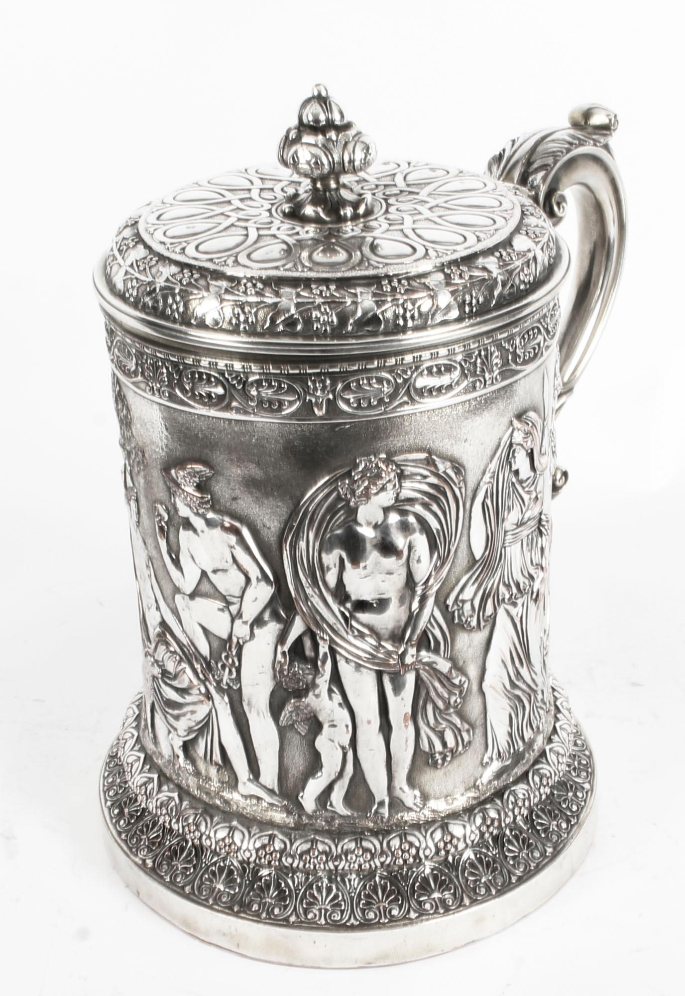 Antique Silver Plated Lidded Tankard by Elkington, 19th Century In Good Condition In London, GB