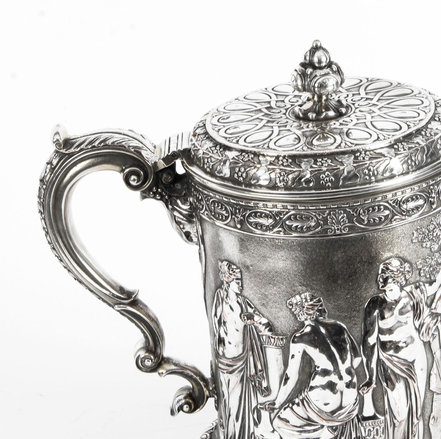 Antique Silver Plated Lidded Tankard by Elkington, 19th Century 1