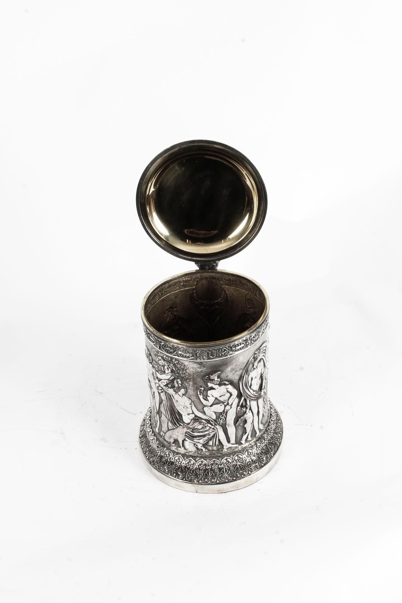 Antique Silver Plated Lidded Tankard by Elkington, 19th Century 4