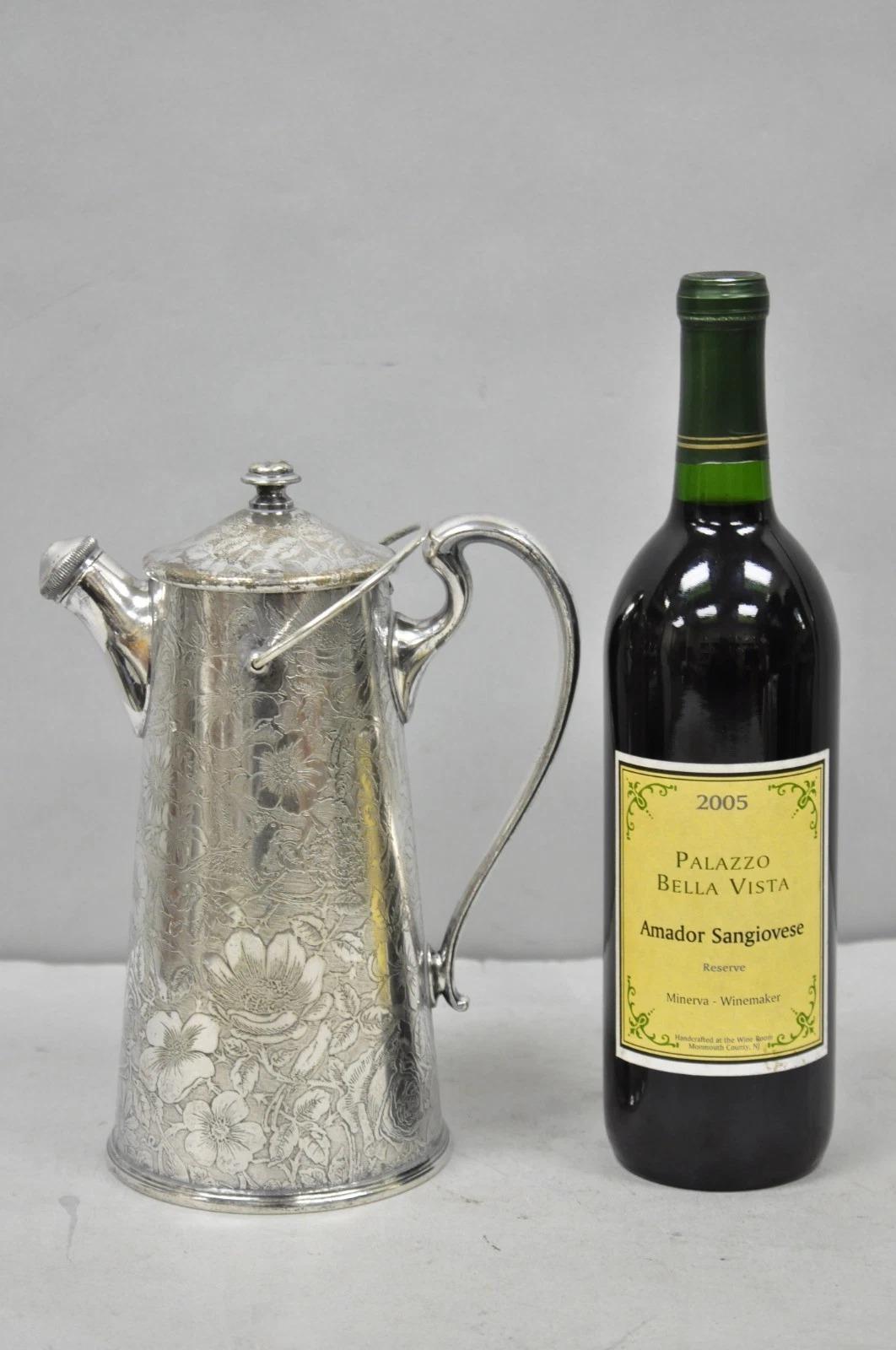 Antica brocca Shakers da Martini vittoriana placcata in argento con motivo 