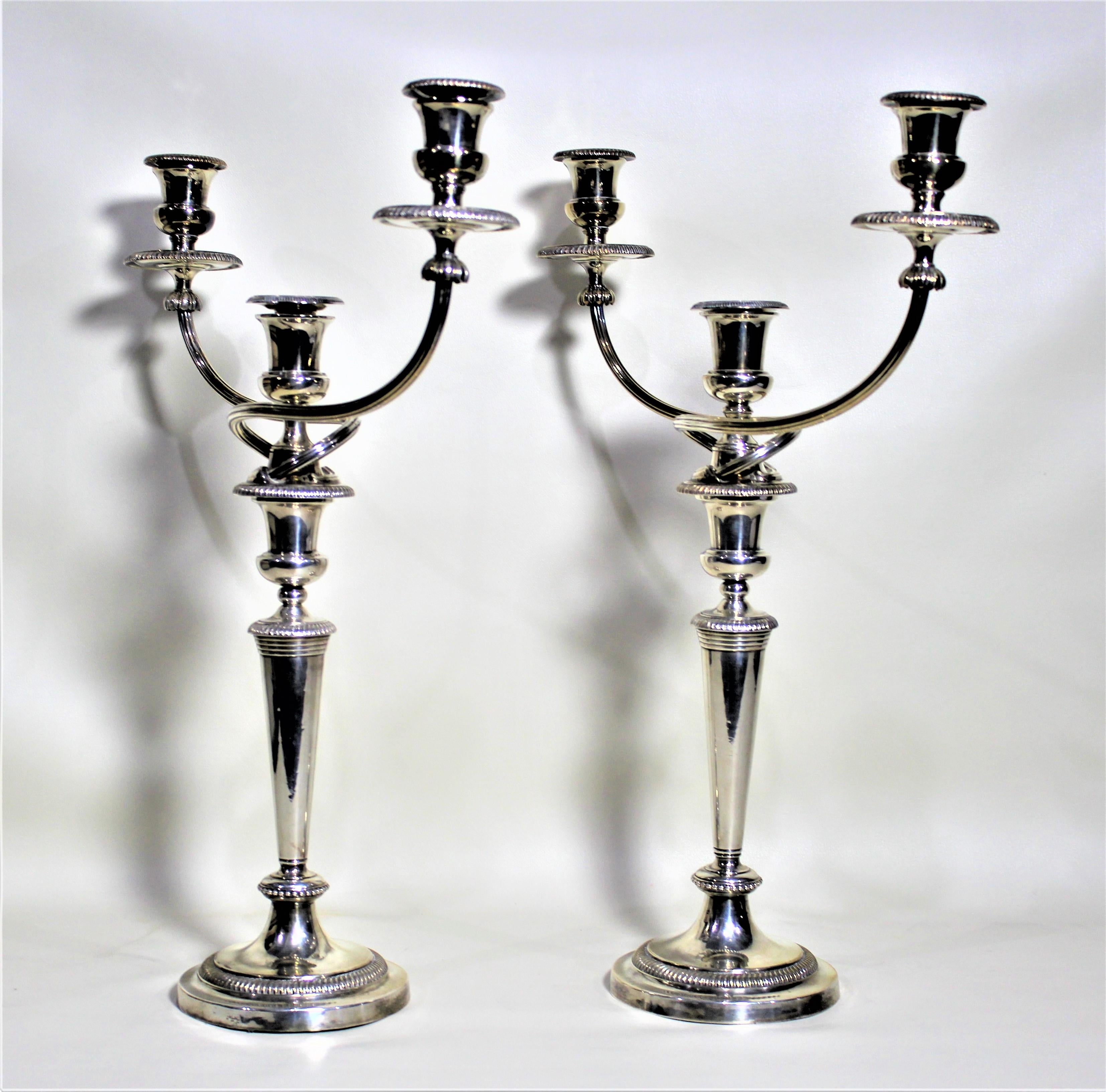 Cast Mathew Bolton Antique Sheffield Silver Plated 3 Branch Convertible Candelabras For Sale