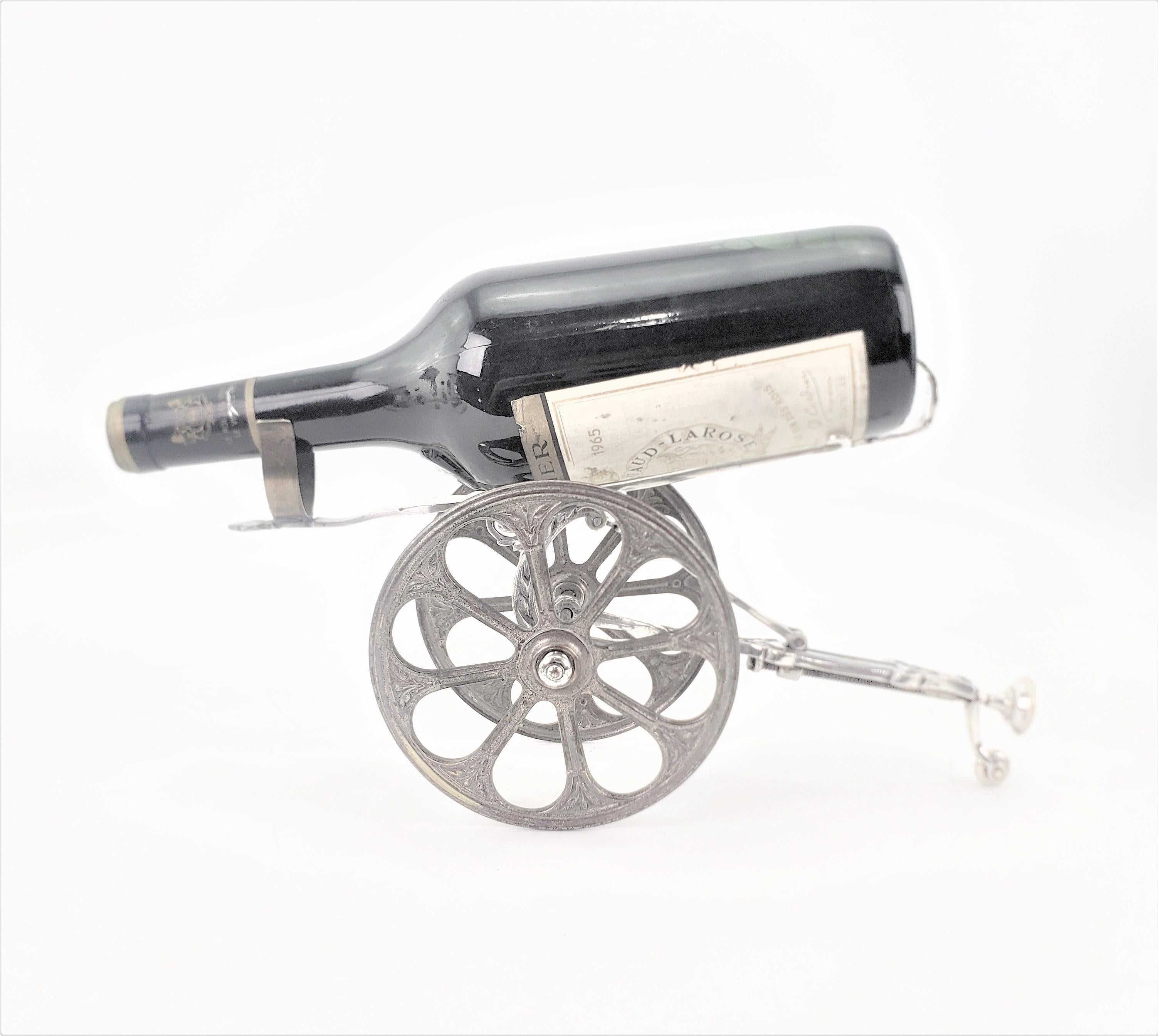 19th Century Antique Silver Plated Mechanical Gun or Cannon Bottle Trolley Decanting Machine For Sale