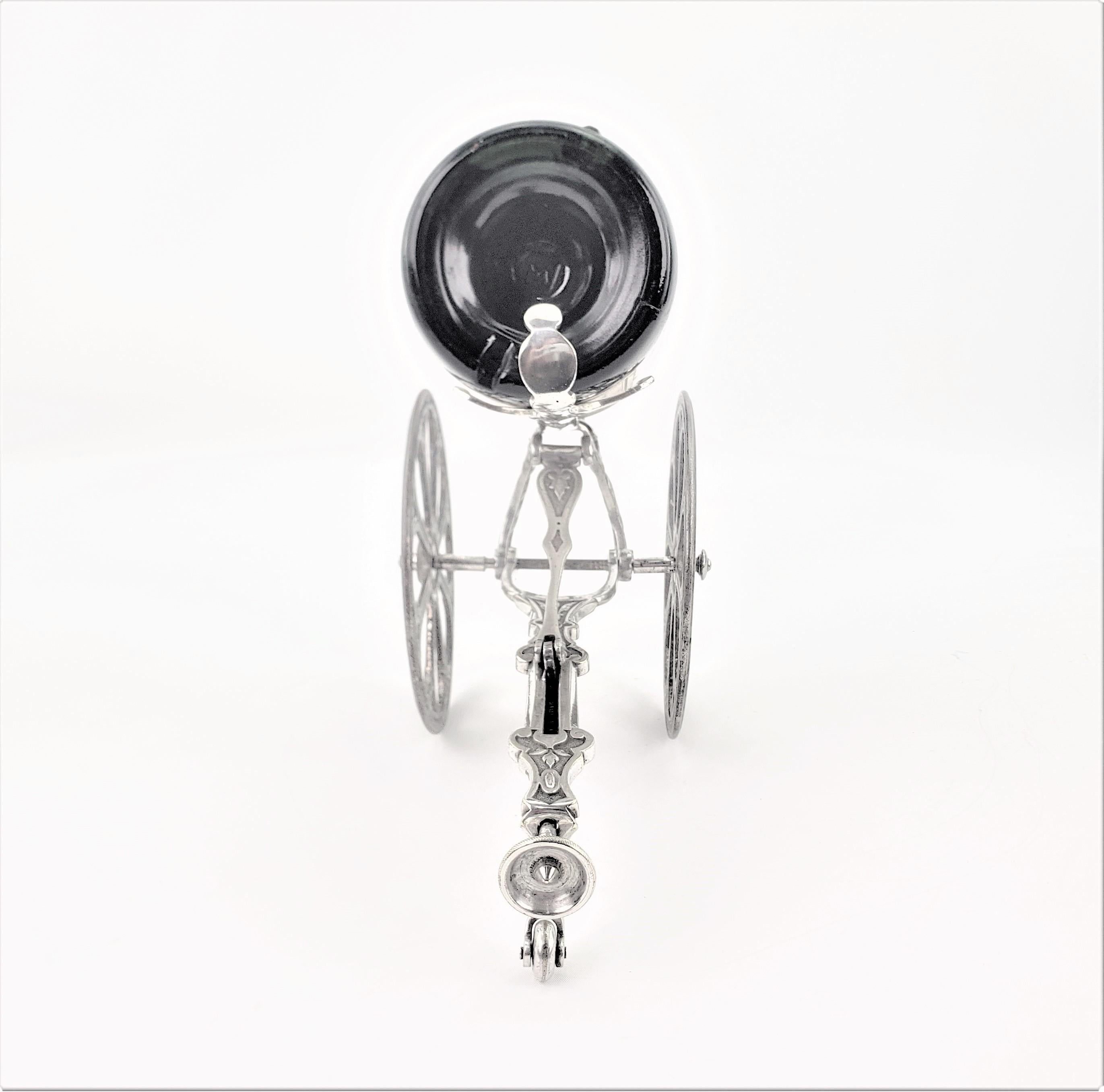 Metal Antique Silver Plated Mechanical Gun or Cannon Bottle Trolley Decanting Machine For Sale