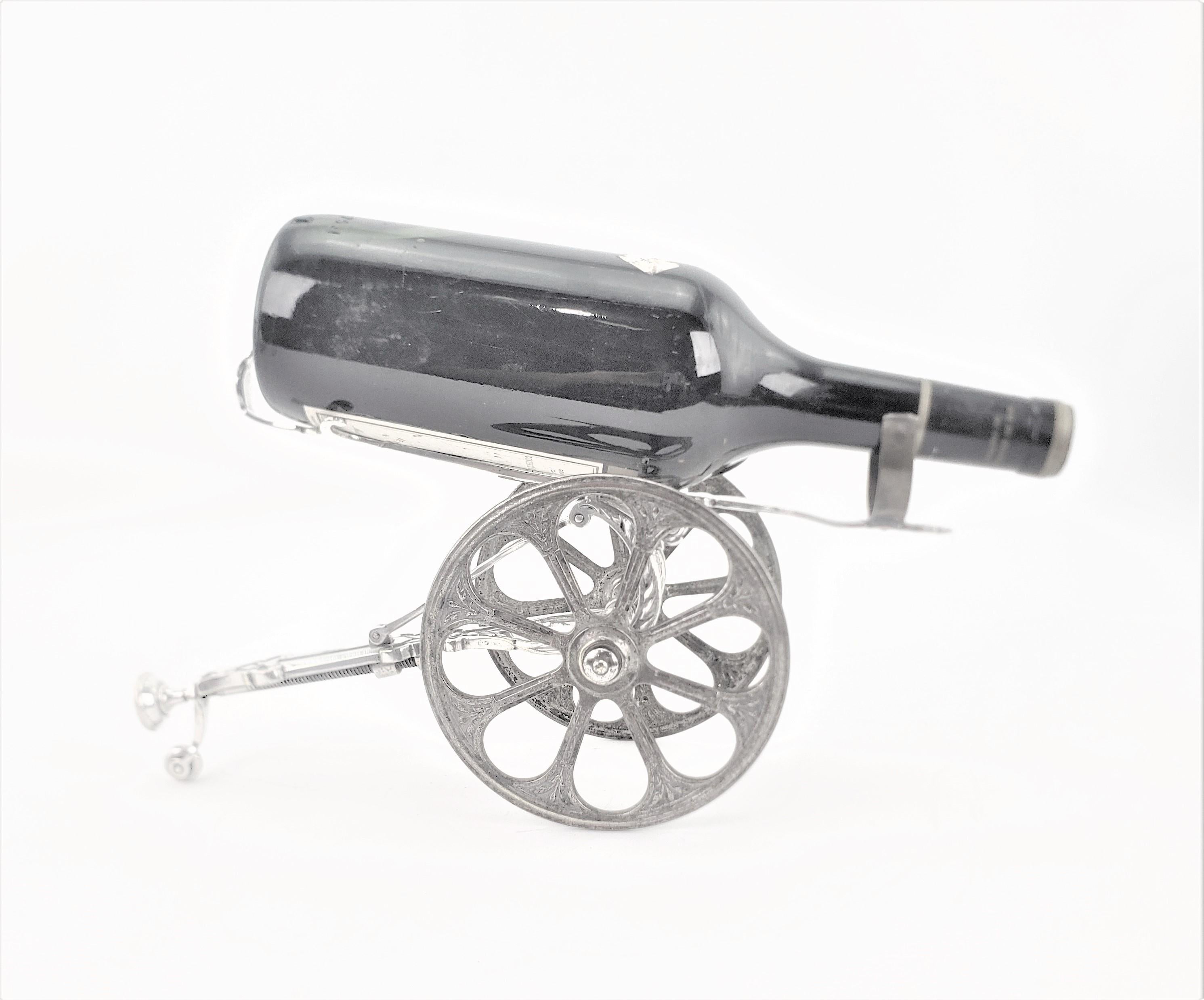 Antique Silver Plated Mechanical Gun or Cannon Bottle Trolley Decanting Machine For Sale 1