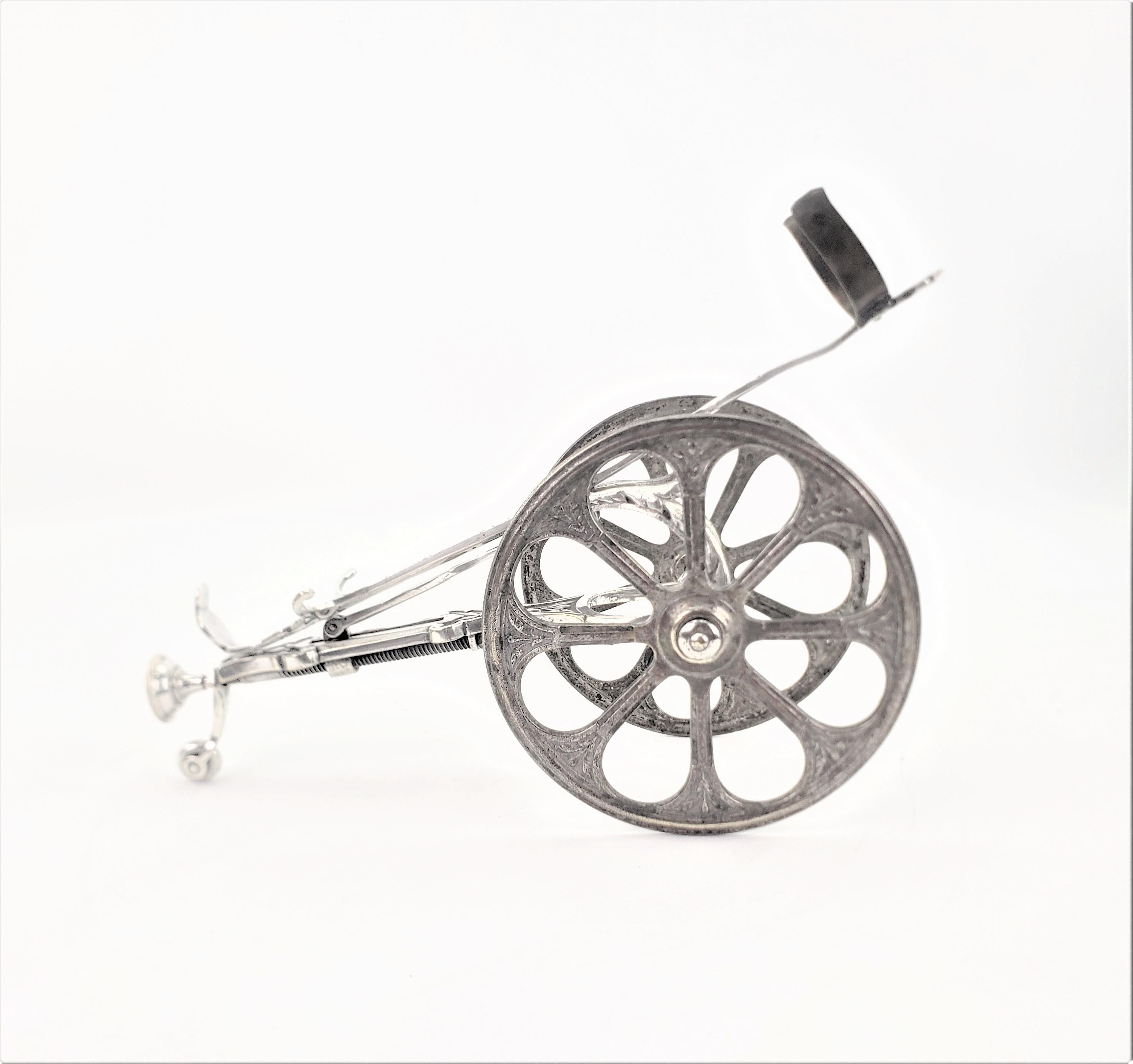 British Colonial Antique Silver Plated Mechanical Gun or Cannon Bottle Trolley Decanting Machine For Sale