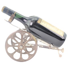 Antique Silver Plated Mechanical Gun or Cannon Bottle Trolley Decanting Machine
