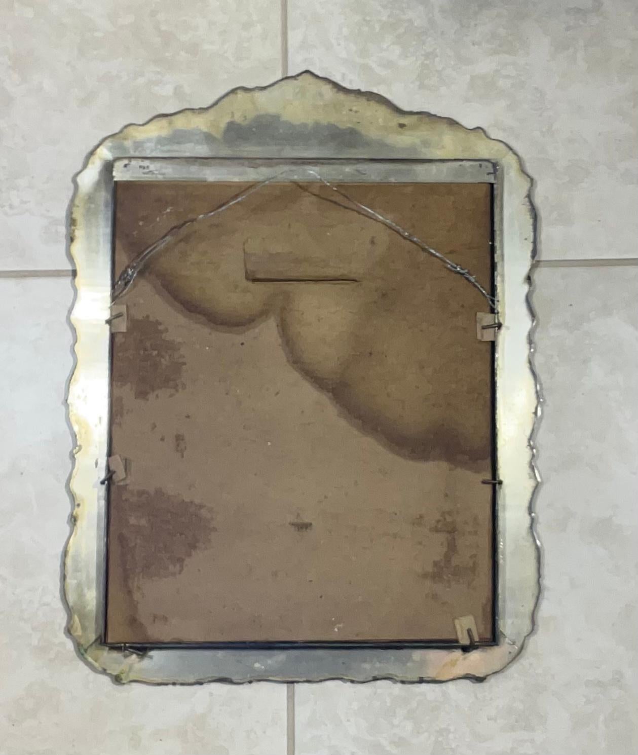 Miroir ancien en métal argenté en vente 3