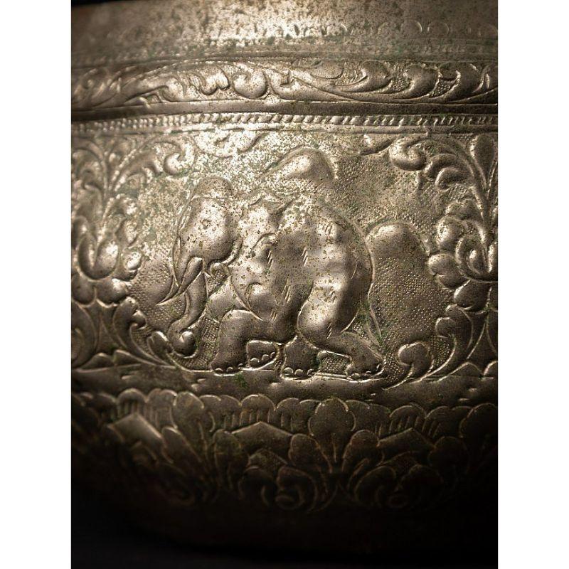 Antique Silver Plated Offering Bowl from Burma 4