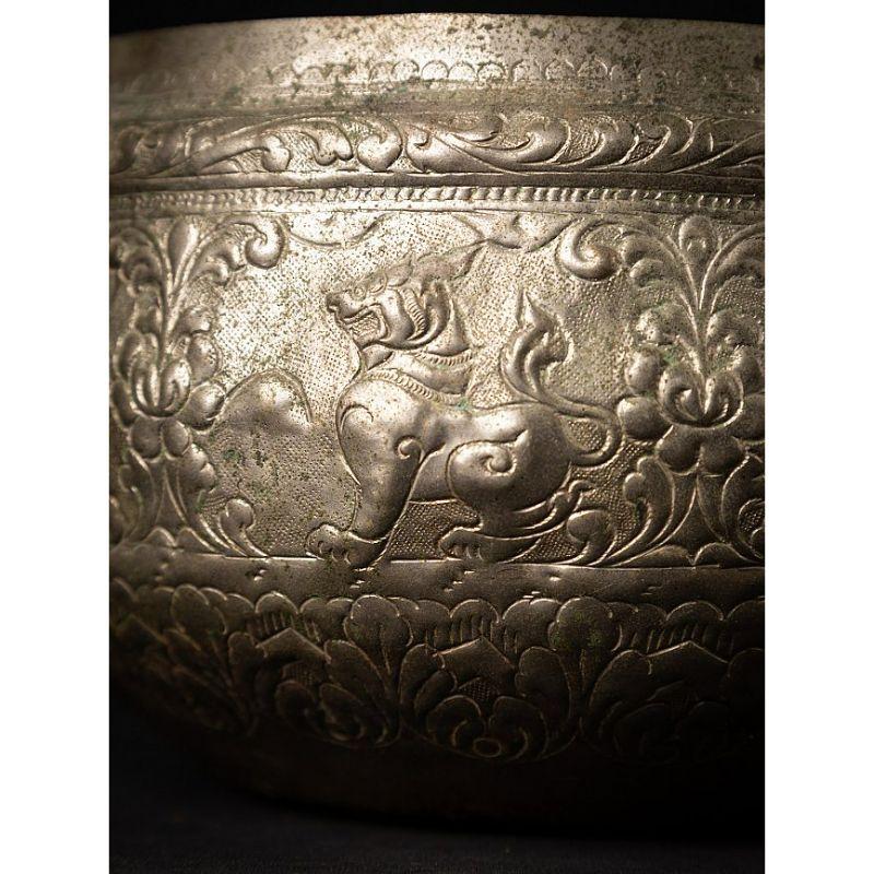 Antique Silver Plated Offering Bowl from Burma 5
