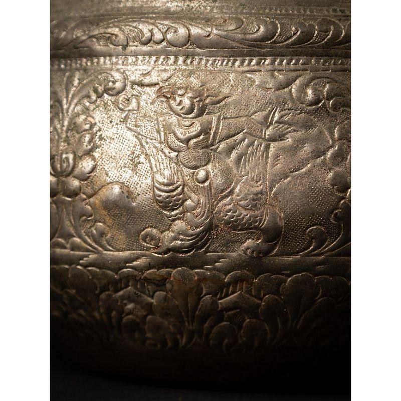 Antique Silver Plated Offering Bowl from Burma 7