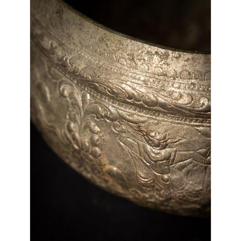 Antique Silver Plated Offering Bowl from Burma 8