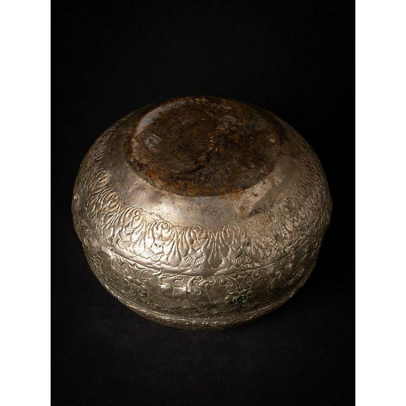 Antique Silver Plated Offering Bowl from Burma 9