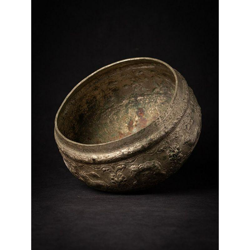 Burmese Antique Silver Plated Offering Bowl from Burma