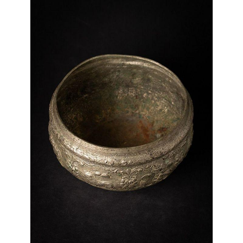 20th Century Antique Silver Plated Offering Bowl from Burma