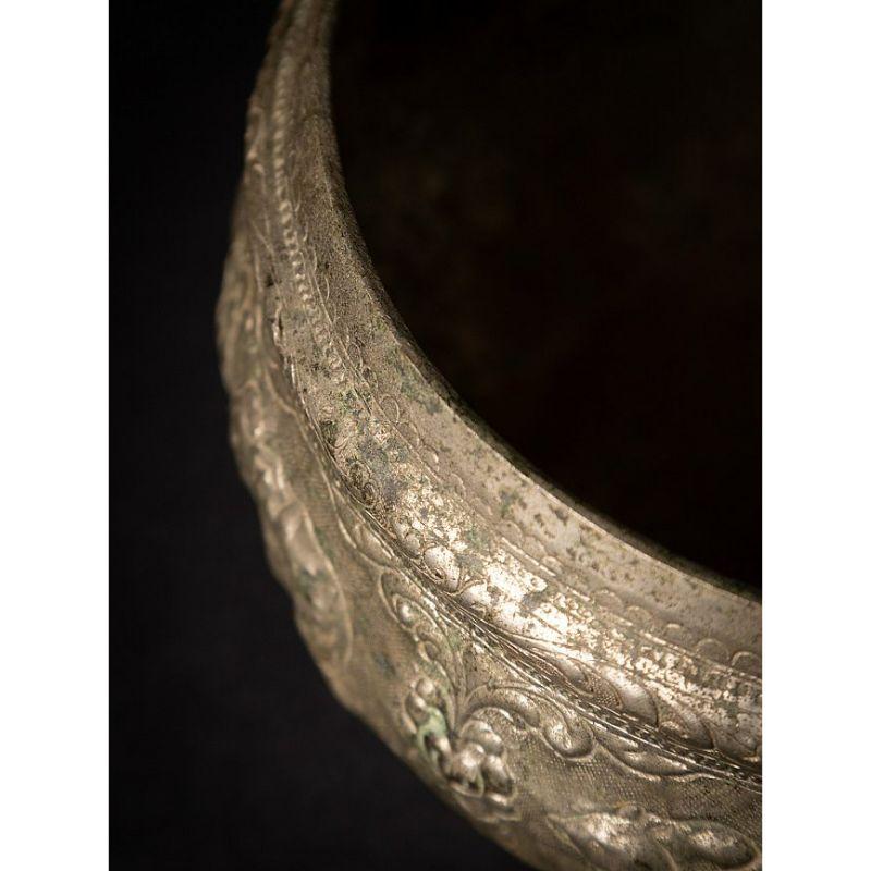 Wood Antique Silver Plated Offering Bowl from Burma