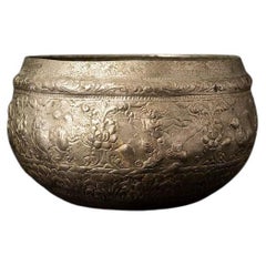 Antique Silver Plated Offering Bowl from Burma