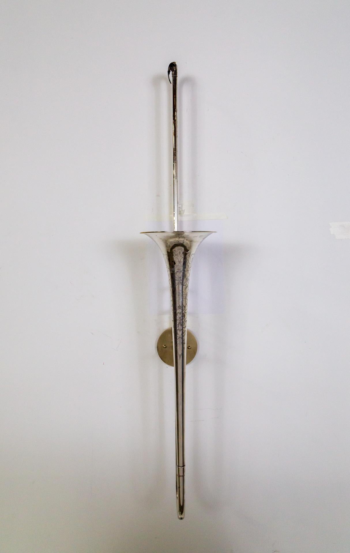 Inizio XX secolo Trombone antico Olds placcato in argento come applique in vendita