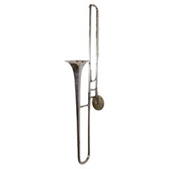 Antique Silver-Plated Olds Trombone as Sconce
