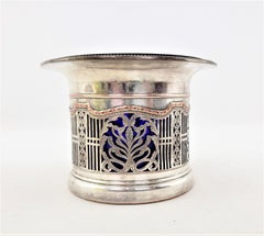 Sottobicchiere o refrigeratore per bottiglie traforato placcato argento antico con rivestimento in cobalto