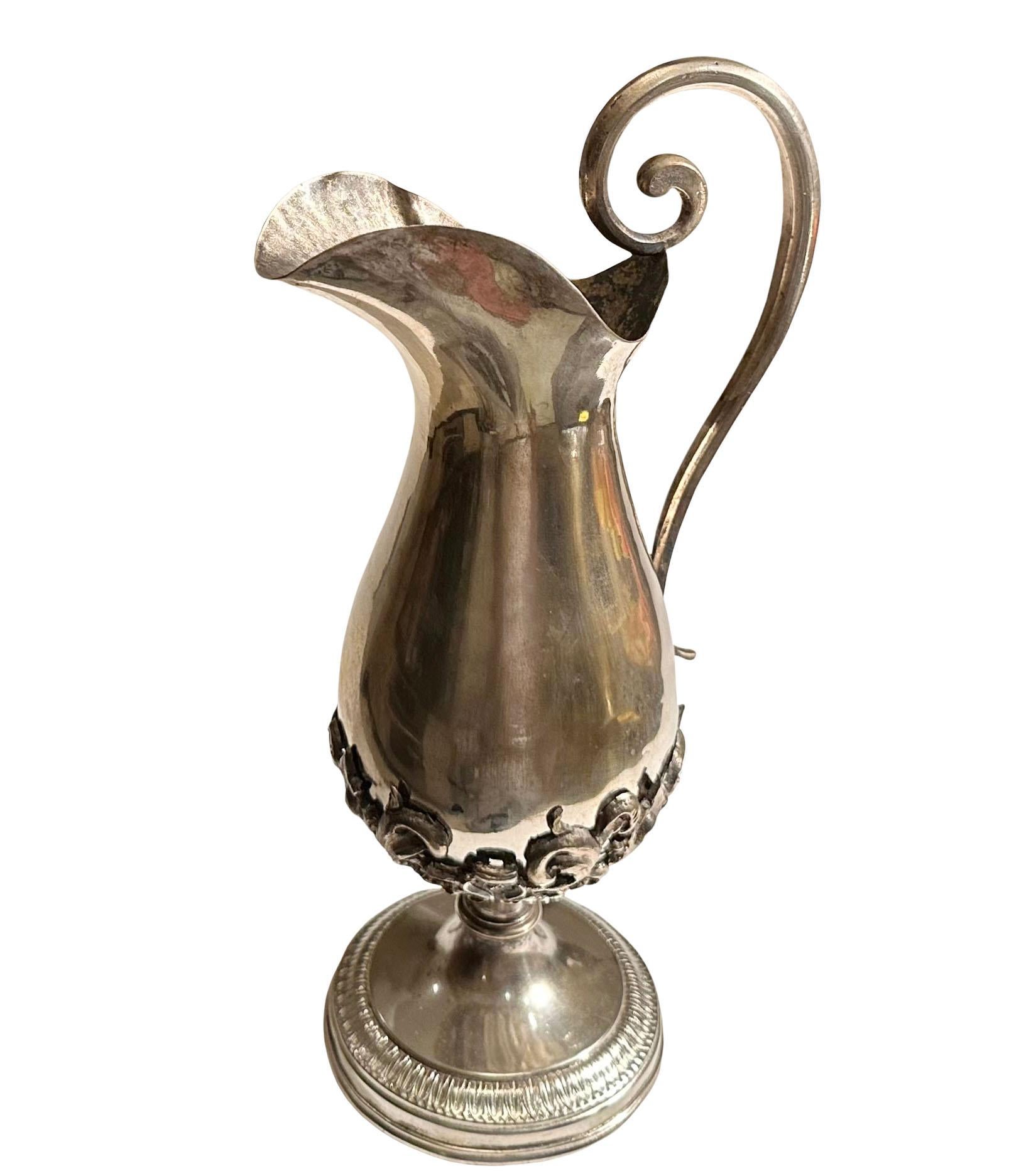 What a wonderful silver plate pitcher circa 1880s. Made in India for the English market. 
