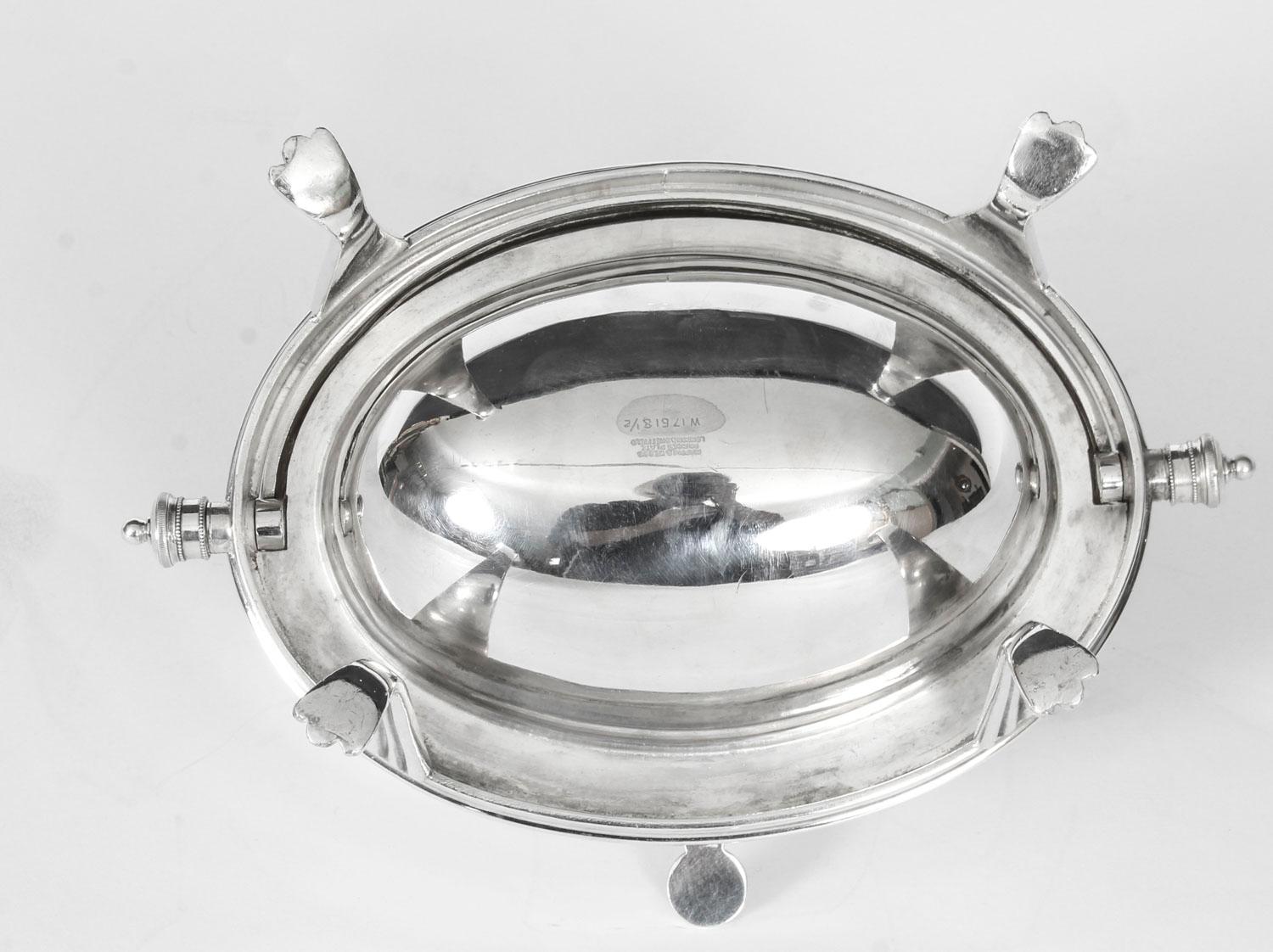 Antique Silver Plated Roll Over Butter Dish Mappin and Webb, 19th Century 3