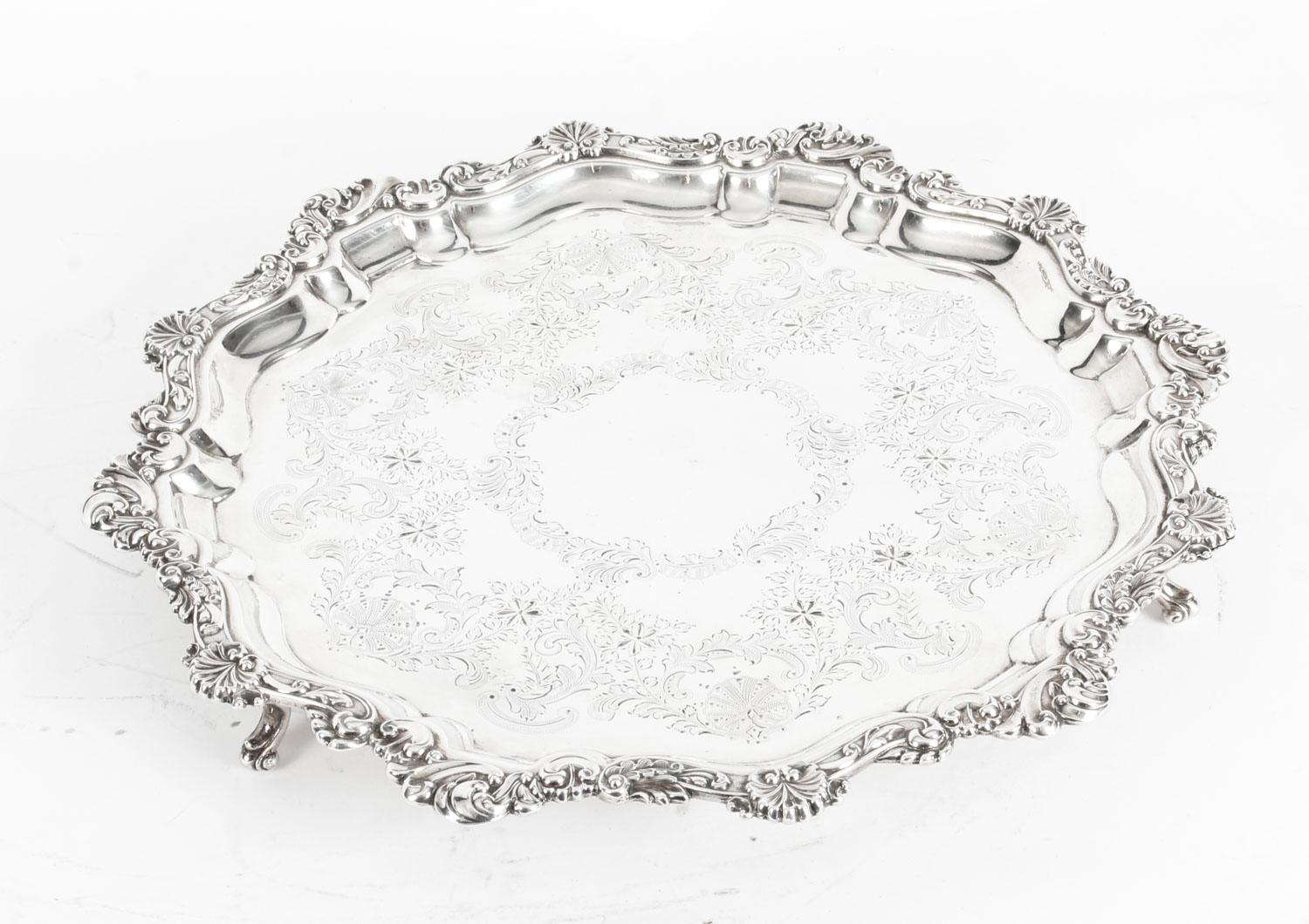 Antique Silver Plated Salver by Fenton Bros, 19th Century 1