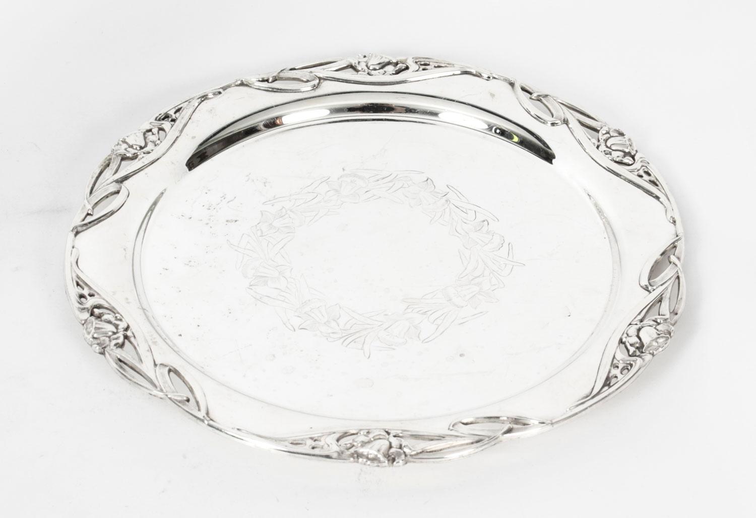 Antique Silver Plated Salver by William Hutton & Son, 19th C 1
